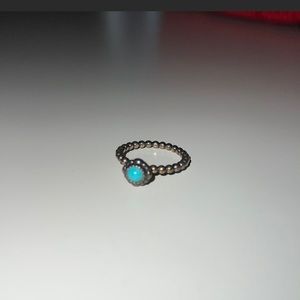 Pandora December Birthday Bloom Turquoise Stone Ring - Size 6
